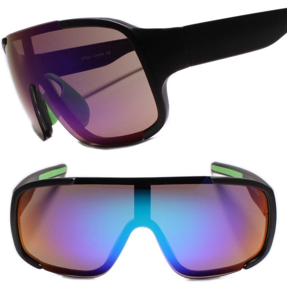 Futuristic Cyclops Space Club Rave Dj Party Sun Glasses Green Mirrored Lens